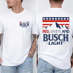 Red White And Busch Light 4th Of July Tee, Patriotic Red White Busch Beer T-Shirt, Vintage Independence Day Summer BBQ Party Gift, Cute Casual Short Sleeve Top Outfit