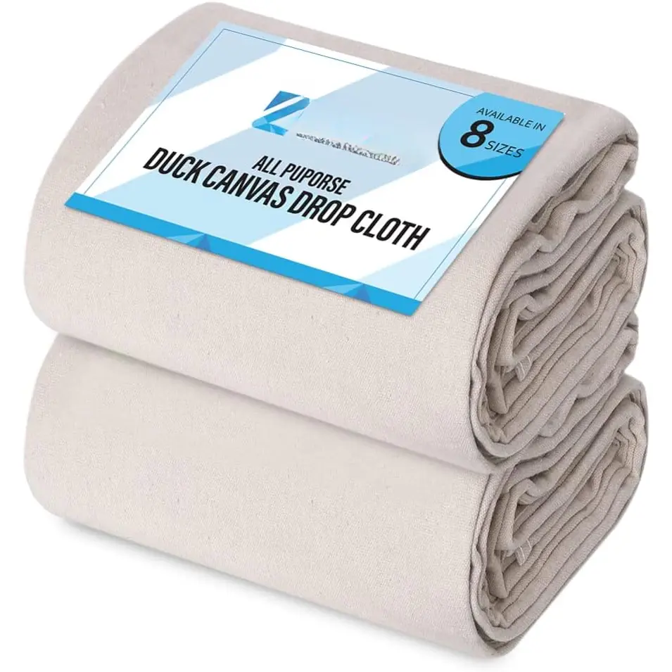 Canvas Drop Cloth (Size 4 x 15  - Pack of 2) - Pure Cotton Painters Drop Cloth for Painting, Furniture & Floor Protection - All Purpose Thick Canvas tarp with Double Stitched Edges