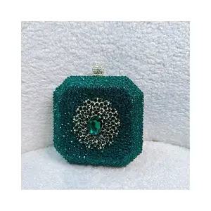 Eve’s Apparel & Accessories Emerald Green Crystal Clutch Handbag – Women’s Evening & Formal Statement Purse