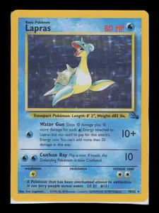 Authentic Pokemon TCG Raw Single: Lapras (10), Unlimited Holofoil Holo Rare [Fossil 10/62]