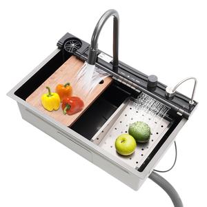 Black Drop In Kitchen Sink Workstation - Drop In Sink Stainless Steel Top Mount 16 Gauge Single Bowl 10'' Deep Handmade Kitchen sink with Cutting Board& Strainer
