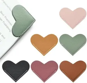 Leather Heart Bookmarks - Winjeto 6 Pieces Cute Corner Page Book Marks for Teachers Students Book Reading Lovers, for School Office Home Supplies (Heart（6pcs）)