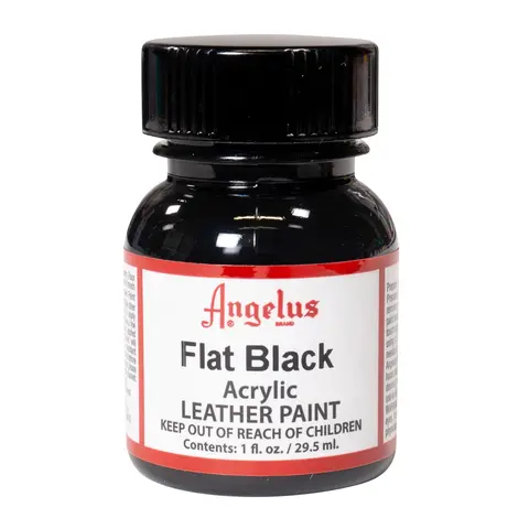 Angelus Flat Black Acrylic Leather Paint - Water-Based Premium 1 fl. oz. (29.5 ml)/4 oz. Paint for Custom Footwear & Leather Projects, Matte Low-Gloss Finish, Easy to Apply