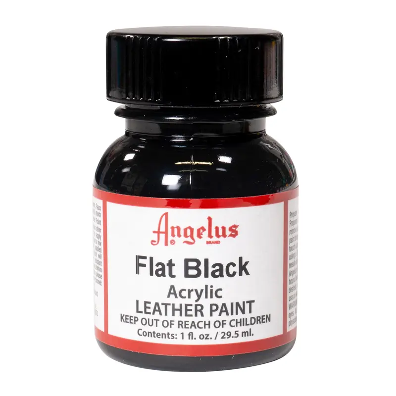 Angelus Flat Black Acrylic Leather Paint - Water-Based Premium 1 fl. oz. (29.5 ml)/4 oz. Paint for Custom Footwear & Leather Projects, Matte Low-Gloss Finish, Easy to Apply