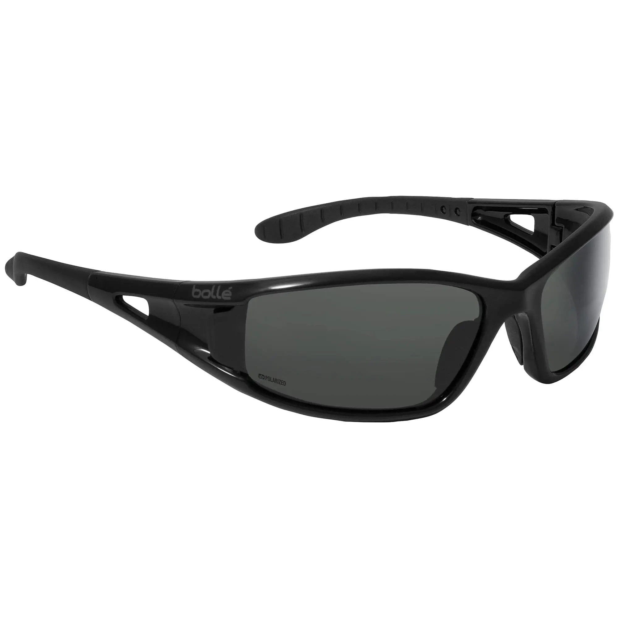 Stylish Safety Goggles - ANSI Z87.1 Wraparound Eyewear Fashion, Polarized Sunglasses with Shiny Black Frame, Polycarbonate Lenses, Anti-Fog, 99.99% UVA/UVB Absorption, Rubber Accents, Flexible Temples, CAN/CSA Z94.3-07, for Men & Women, Uv Protection, 99.