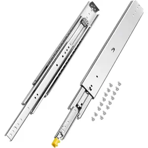 VEVOR Drawer Slides with Lock, 1 Pair 48 inch, Industrial Drawer Slides up to 500 lbs Capacity, 3 - Fold Full Extension, Ball Bearing Lock - in Lock - Out, Side MountVEVOR Super Brand Day