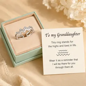 Granddaughter Mountain Promise Ring – Silver-Tone Highs & Lows Inspirational Stack Ring outdoorfun