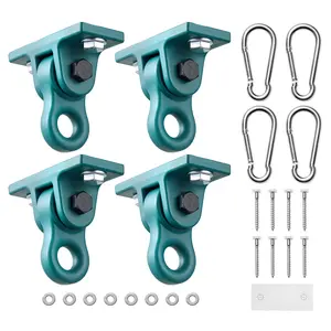 【FathersDayGift】VEVOR Heavy Duty Swing Hangers, 4-Pack Aluminum Alloy Brackets with 5000 lbs Capacity, Smooth Dual Bearings, Included Screws & Bolts, Porch Accessories for Playground, Wooden Indoor Outdoor Use, Set, Hook