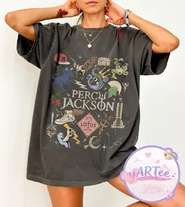 Percy Jackson Olympians Symbols Shirt, Lotus Hotel Medusa Tee, Camp Half Blood Shirt, Greek Mythology Demigods Tee, Bookish Reader Gift