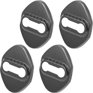 4pcs Car Door Lock Latches Cover Protector for Toyota Highlander Carola Camry RAV4 Reiz with Adhesive Backing Stainless Steel Door Lock Cover Carbon Fiber Pattern