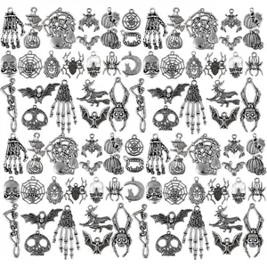 80 Pieces Antique Silver Pendants Charms Gothic Jewelry Making Accessory for DIY Necklace Bracelet