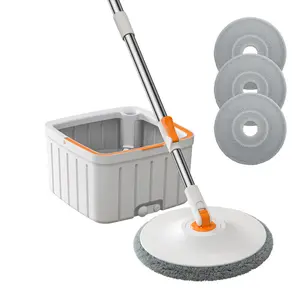 Virul Spin Mop Bucket Set Self-Wringing with Dual Compartment for Clean Dirty Water Separation Efficient Cleaning System Includes 3 Refills