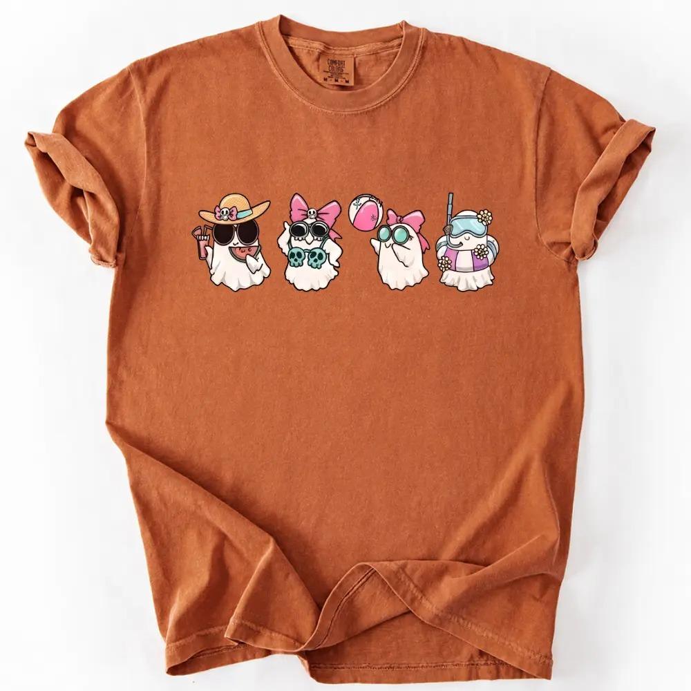 Summerween Ghost T-Shirt, Spooky Summer Tee, Cute Halloween Ghost Shirt, Beach Ghost Graphic Tee, Halloween Lover Gift