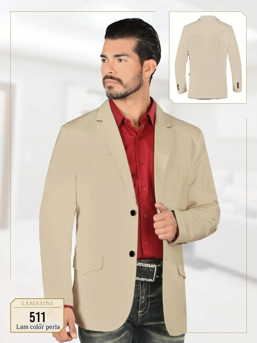 Men's Classic Western Sport Blazer – Pearl Beige Cowboy Style Jacket -Lamasini 511 Beige
