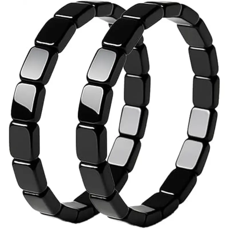 Hematite Bracelet Set for Men, 2-Piece Natural Stone Beaded Stretch Healing Jewelry for Confidence and Masculine Energy, Two Piece Set, Male