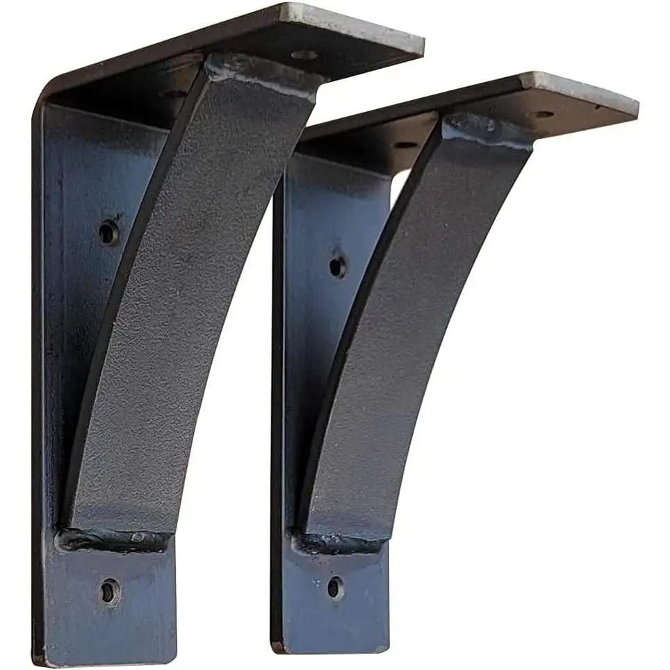 Rustic Red Door Co. Heavy Duty Fireplace Steel Mantel Brackets - Countertop Support - Hand Welded Bracket (Pack of 2) (5"x8"x2.5", Natural Steel)