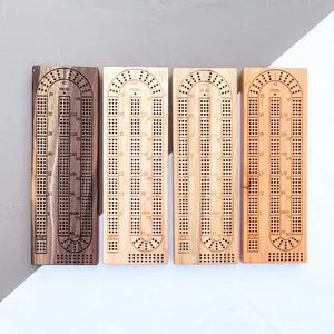 3 Track Cribbage Board, Handmade Solid Hardwoods with Peg Storage, Includes 9 Metal Pegs and Deck of Cards