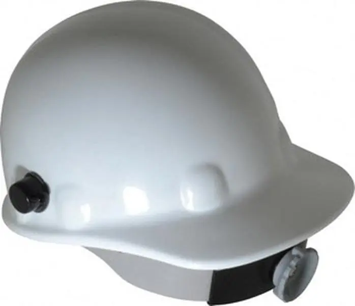 Honeywell Fibre-Metal Safety Helmet, Construction Hard Hat, ANSI Type I Class G, 8-Point Ratchet Suspension, 6-1/2 to 8 Size, Plastic, White, All-Season Work Safety Headgear, Model E2QRW01A000