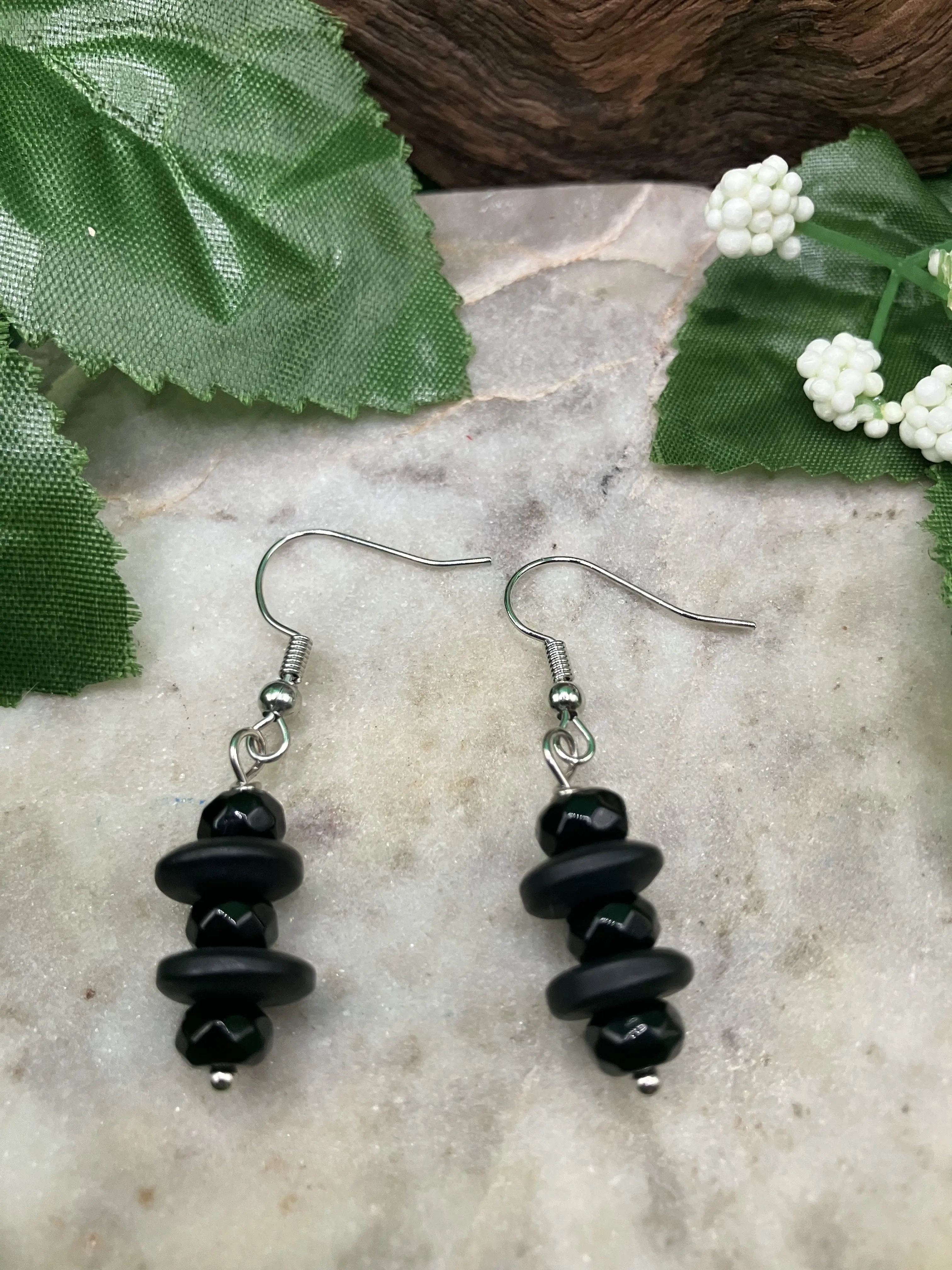 Black Bead Earring