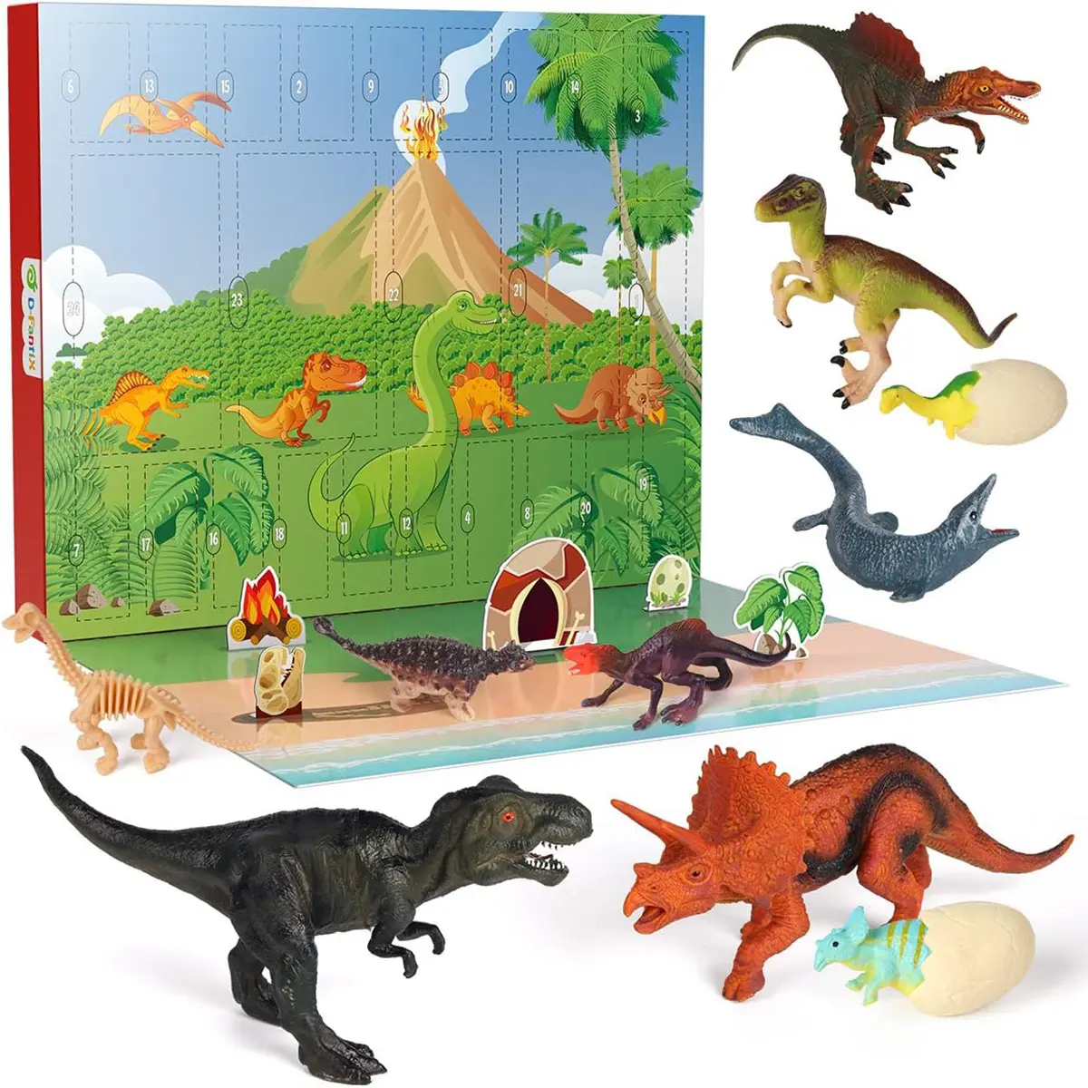 D-FantiX Dinosaur Advent Calendar 2025 for Kids, 24 Days Countdown to Christmas Advent Calendars Dinosaur Toy Xmas Gift for Boys Girls 3 4 5 6 Years Old