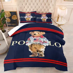Bear Themed Comforter Set (Including 1 Quilt And 1-2 Pillowcases), Vintage Polo Teddy Bear Bedding, Suitable For Decorating Rooms And Bedrooms For Teenagers, Girls, And Boys