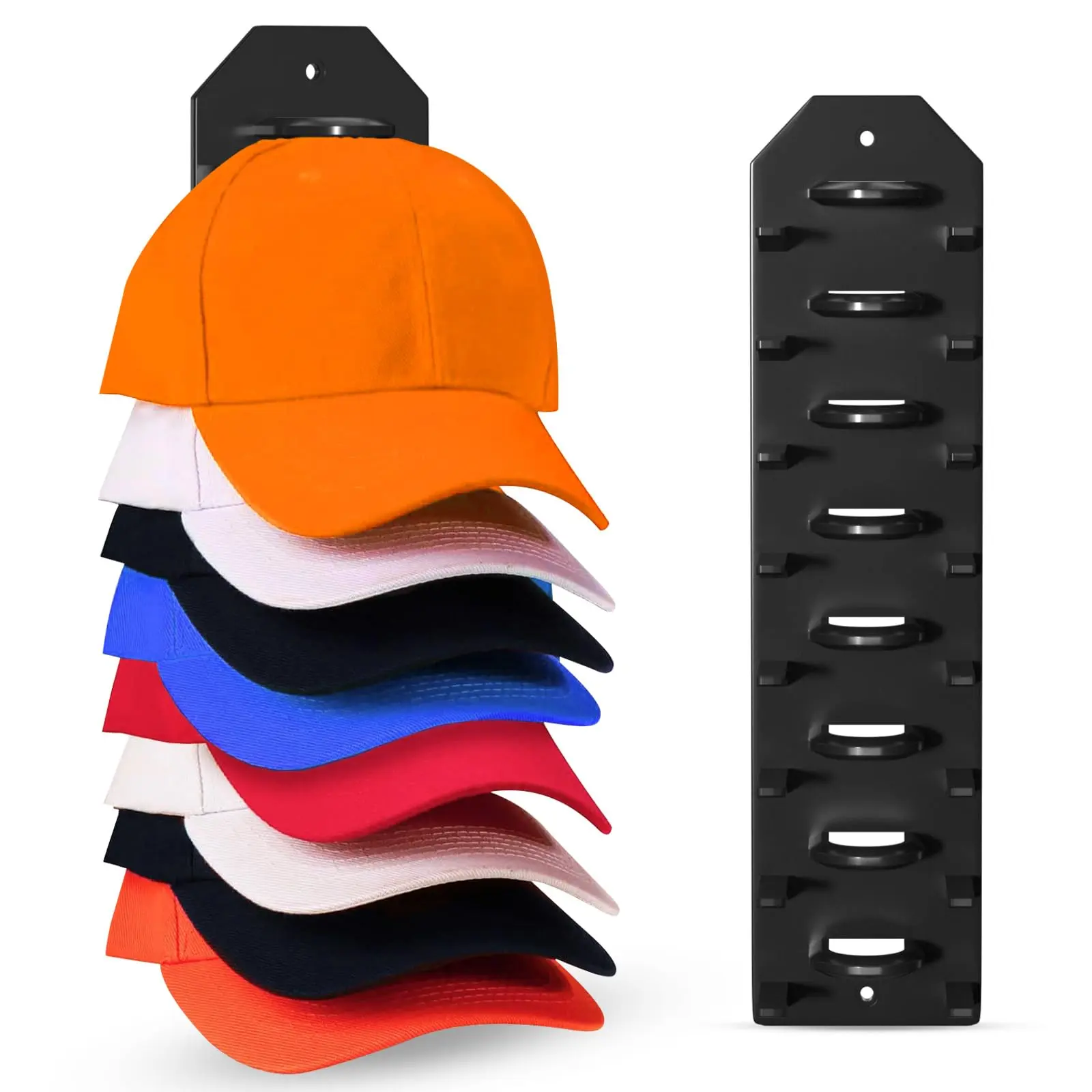 Wall-Mounted Hat Rack - Holds Up to 10 Hats, Space-Saving Hat Organizer ...