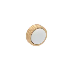 Satin Brass & White Ceramic Round Cabinet Knob – Italian Art Deco Hardware