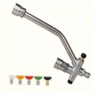 High-pressure Dual Lance Wand with 5 Nozzles, 4000PSI Stainless Steel Double Lance for Efficient Car Wash, Quick 1/4 Connect Lance Wand