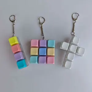 Keyboard Button Adult Toy Keychain, Colorful Metal Ring and Chain, Portable Mini Press Ball Toy, Stress Relief Tool, Perfect Gift