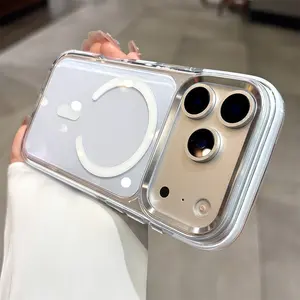 Blue airbag anti-fall magnetic attraction phone cases iphone17 16 15 Pro Max Air for iPhone case silicone soft shell TPU shockproof