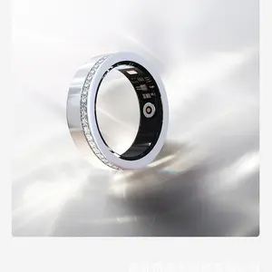 V8 diamond-encrusted couple's ring, simple stainless steel wedding ring, smart ring for heart rate, blood oxygen, and sleep monitoring