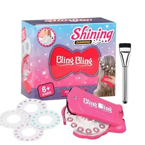 Hair Gem Stamper, Hair Bedazzler Kit With Rhinestones, Quick Hair Gems Machine, Bling Bling Jewels Hair Glitter Stamp Gems, Diamonds Stapler Tool For Hair, 12 Pcs 180 Gems Fashion (pink)