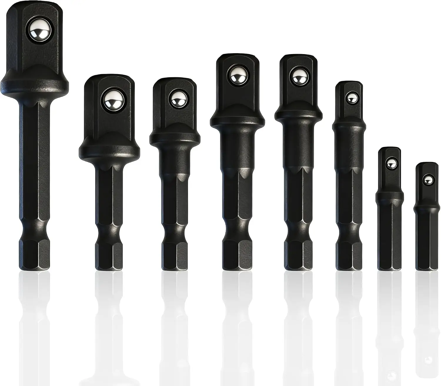 8-Piece Impact Sockets Adapter Sets, Hex Shank 1/4" 3/8" 1/2"
