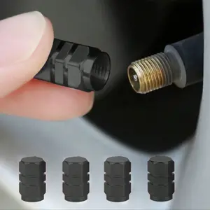 4-Pack Colorful Aluminum Valve Stem Caps, Tyre Caps, Leak-Proof Hexagonal Car Accessories, Stylish Tire Covers, Automotive Personalization Decor
