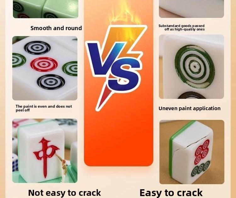 Hand-Cranked Mahjong 108 Large Tiles Set for Home Use, Extra Large Family Set in Six Colors