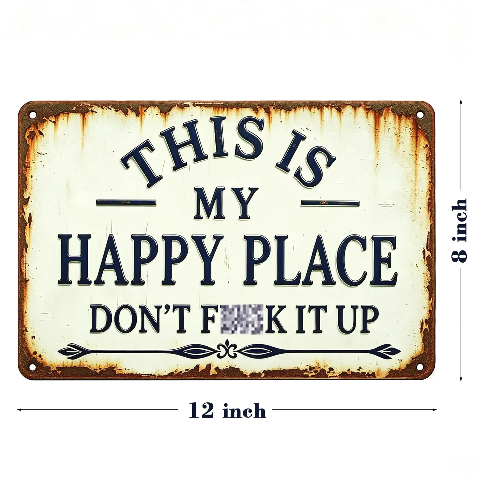 This Is My Happy Place Don'T F It Up Funny 2D Metal Signs 12×8 Inch | Garden Porch Signs for Outside Vintage Patio Welcome Tin Signs Office Bar Door Decor Garage Signs for Men