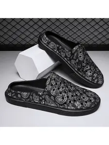 Fashion Trendy Print Lightweight Eva Non-Slip Half Slippers Indoor Home Comfortable Sandals Men's Hole Shoes Breathable Slippers