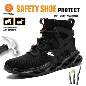 High Top Work Sneakers With Steel Toe Breathable Anti Crushing Non-Slip
