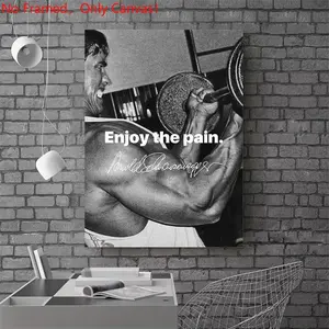 1 piece/set frameless canvas painting print poster, gym culture Sports art,Arnold Schwarzenegger Inspirational,  a perfect gift for Bodybuilding exercise loves, ideal gift for bedroom, living room, dorm hallway, kitchen, mural, wall decoration, room decor