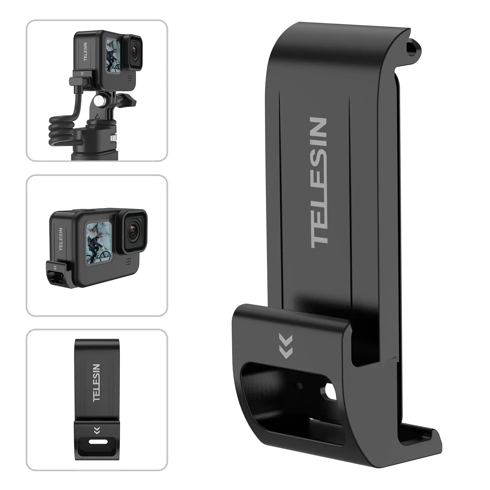 TELESIN G2 Upgraded Battery Door Cover for GoPro Hero 12/11/10/9 Black Cameras, Water & Snow Resistant Protective Case with Type-C Charging Mount Accessories