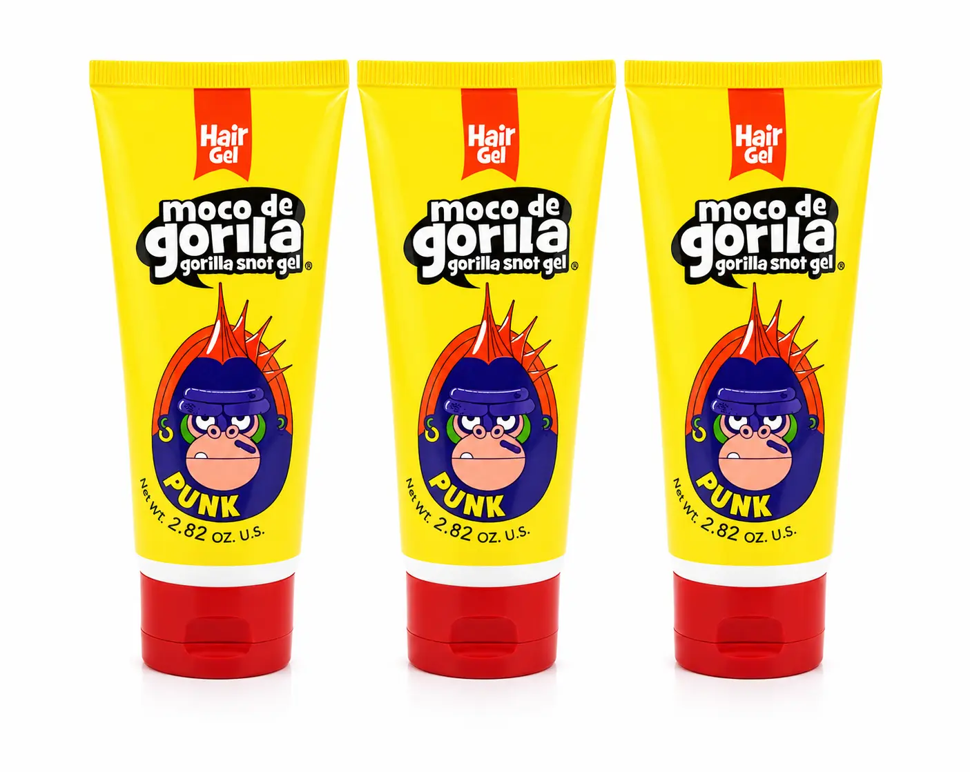 Moco De Gorila Gorilla Snot Hair Styling Gel, Strong Hold Punk Style, Fragranced, Compact Travel Size 3-Pack, 2.82 oz / 85g Bottles, Multi-Pack, Hair Control Gel, Haircare Products