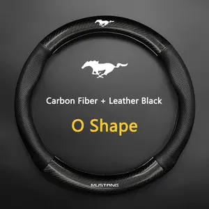 38CM Carbon Fiber leather Car Steering Wheel Cover Breathable Anti Slip Cover for Ford Mustang Mondeo Focus Fiesta Escape Kuga Ecospor