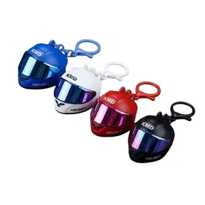 New 3d Creative Simulation Motorcycle Helmet keychains Mini Stereo Cap Model Backpack Key Pendant For Men Ornament Gifts