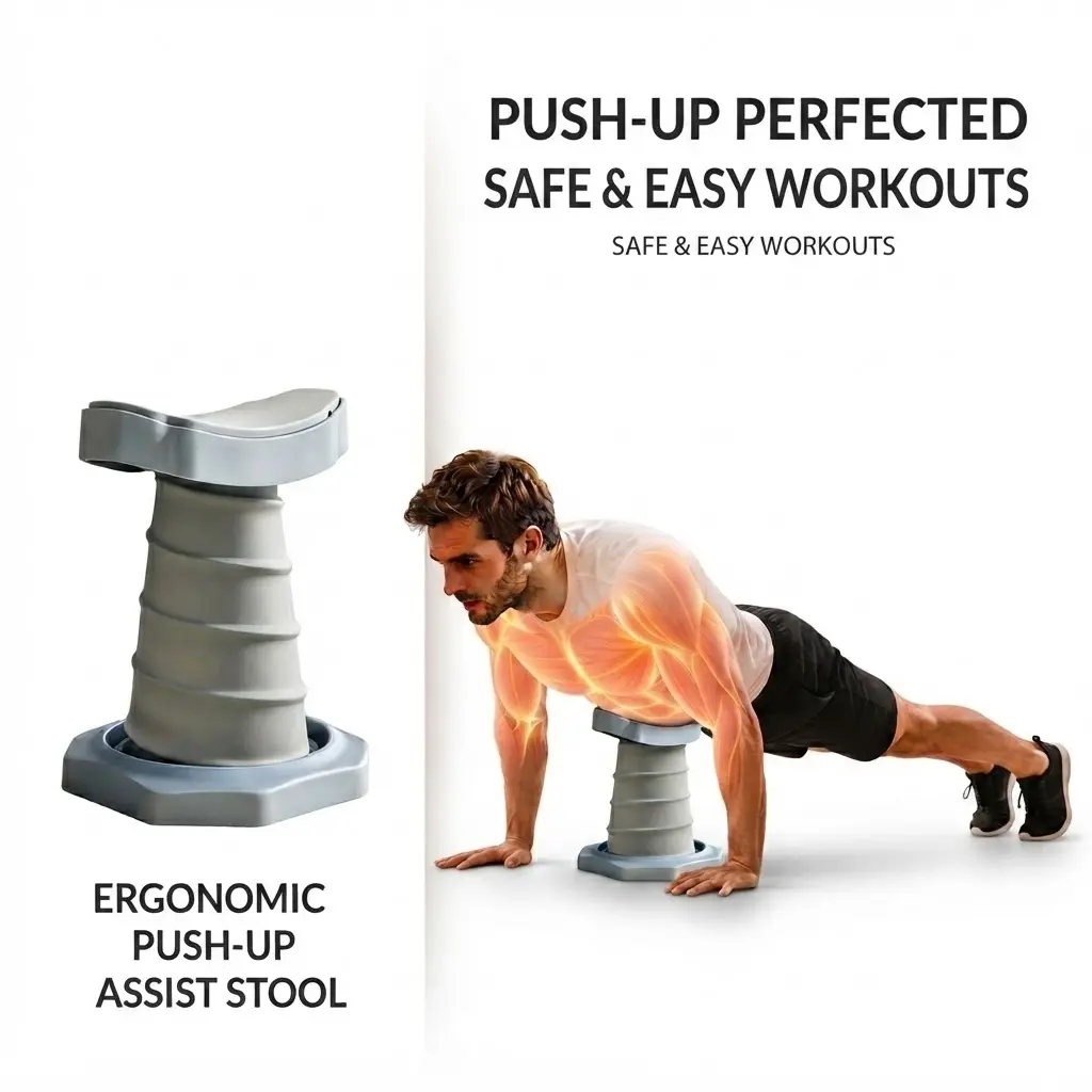 Beginner-Friendly Push-Up Assist Trainer, Home Gym Hand Tool Accessory with Waist Support for Upper-Body Training