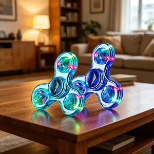 2-Pack Fidget Spinner, Light-Up Sensory Fidget Toy for Kids Ages 4-8-12, Adults, and Teens, Easter Basket Stuffers, Easter Egg Fillers, Stress Relief Toy for Classroom Prizes