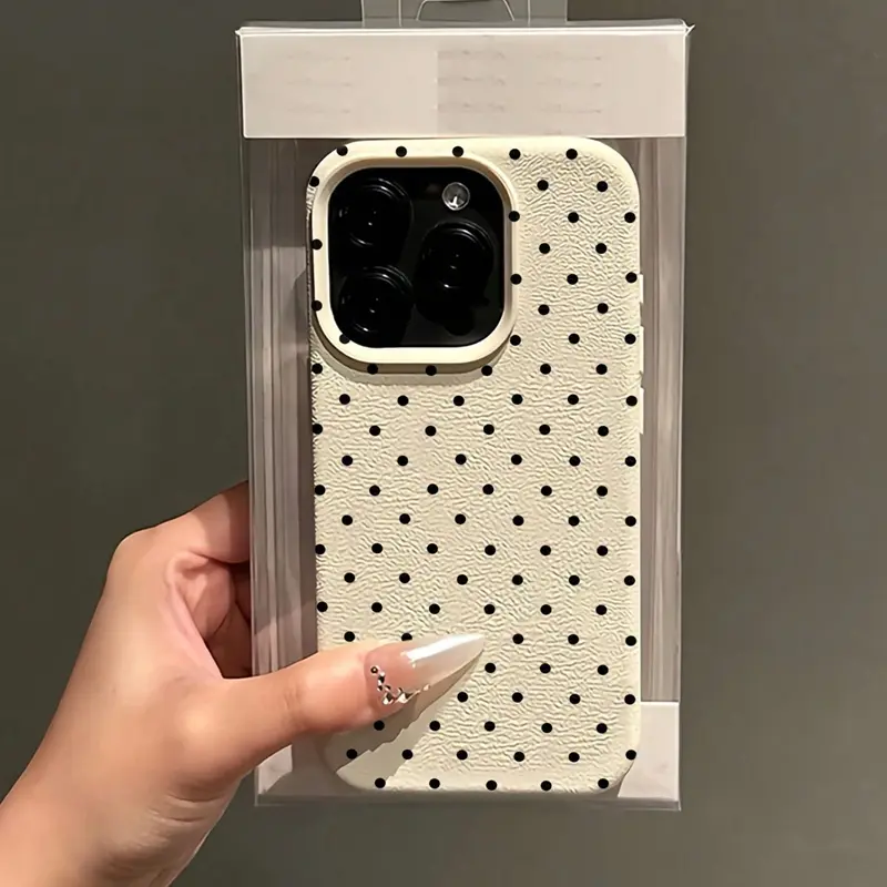 Simple Korean Polka Dot Smartphone Case, Full Protection Shockproof Durable Protective Tpu Cover, TPU Cellphone Casing, Fits iPhone 11/12/13/14/15/15 Pro/15 Plus/15/16/17 Pro Max