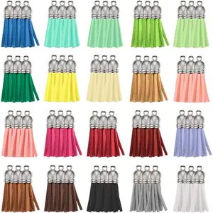 Happer 60 count Leather Tassel Bulk for  Key Rings and  Making, 20 Colors