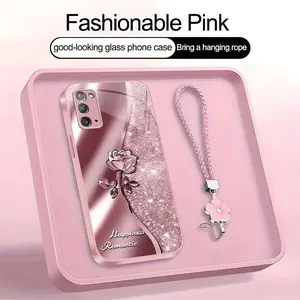 Suitable for [Galaxy Note20] high-end phone case，a beautiful four-leaf clover lanyard is included,printed case, no glitter，exquisite high-quality rose pattern,a variety of colors are available for you to choose from YM99