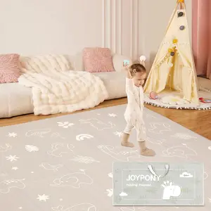 Extra Large Reversible Foldable Baby Play Mat - 79"x71"x0.6" Thick Anti-Slip Portable Foam Floor Mat, Baby Items for Tummy Time with Travel Bag