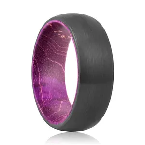 JAMANI | Tungsten Purple Wood Inlay Ring 8MM
